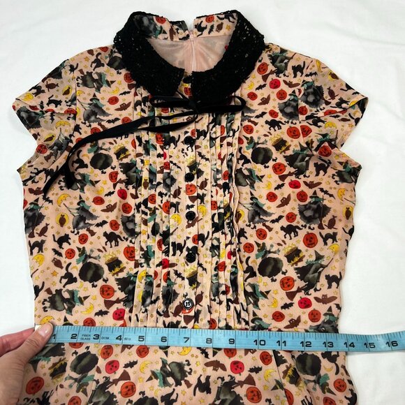 Hell Bunny Zelda Halloween Print Retro Dress Pink Multicolor Small - Picture 8 of 16